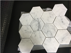 Carrara Hexagon Wall Backsplash Mosaic Design Bathroom Tile