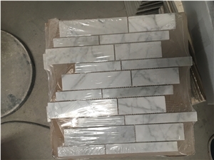 Carrara Linear Strips Kitchen Backsplash Wall Mosaic Tile