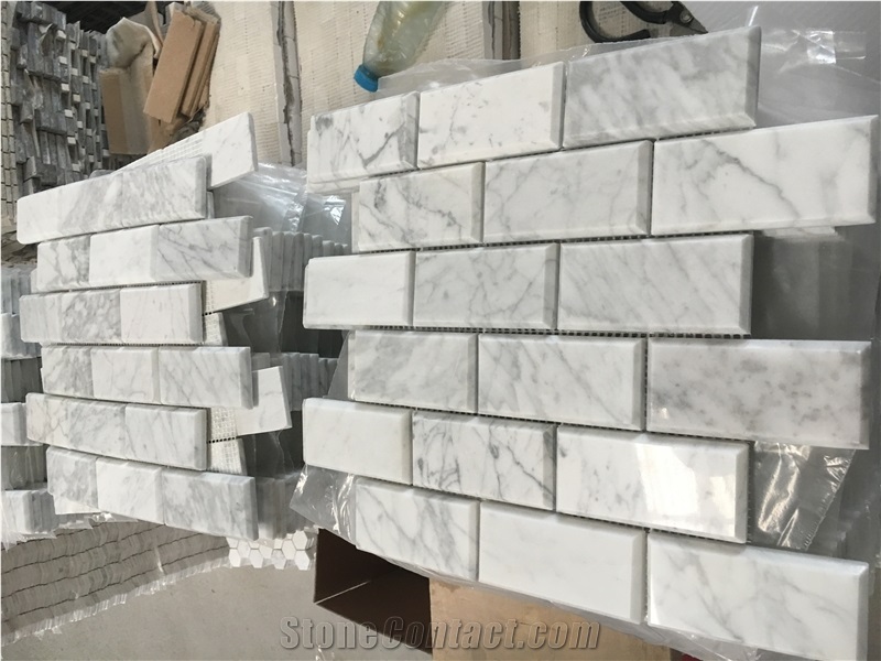 Carrara Linear Strips Kitchen Backsplash Wall Mosaic Tile 