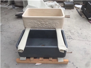 carving limestone kitchen wash basin moca crema square sink