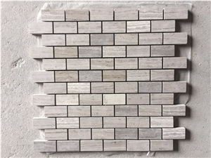 Chipped Grey Wood Backsplash Mosaic Subway Marble Wall Tile