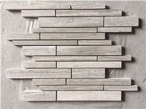 Chipped Greywood Marble Linear Strip Backsplash Mosaic Tile