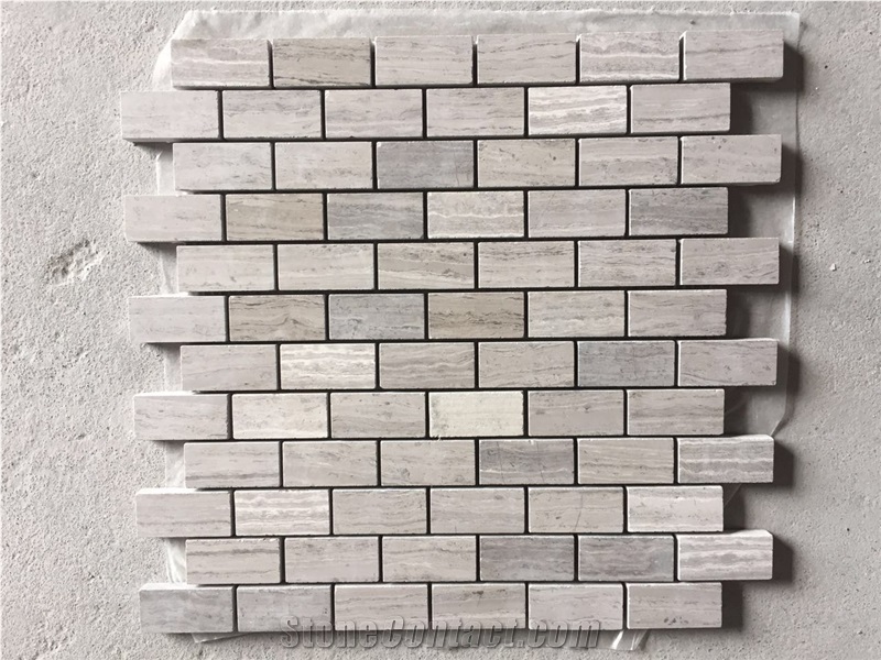 Chipped Greywood Marble Linear Strip Backsplash Mosaic Tile 