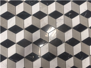 Cinderella Hexagon Floor Mosaic 3D Pattern Bath Design Tile