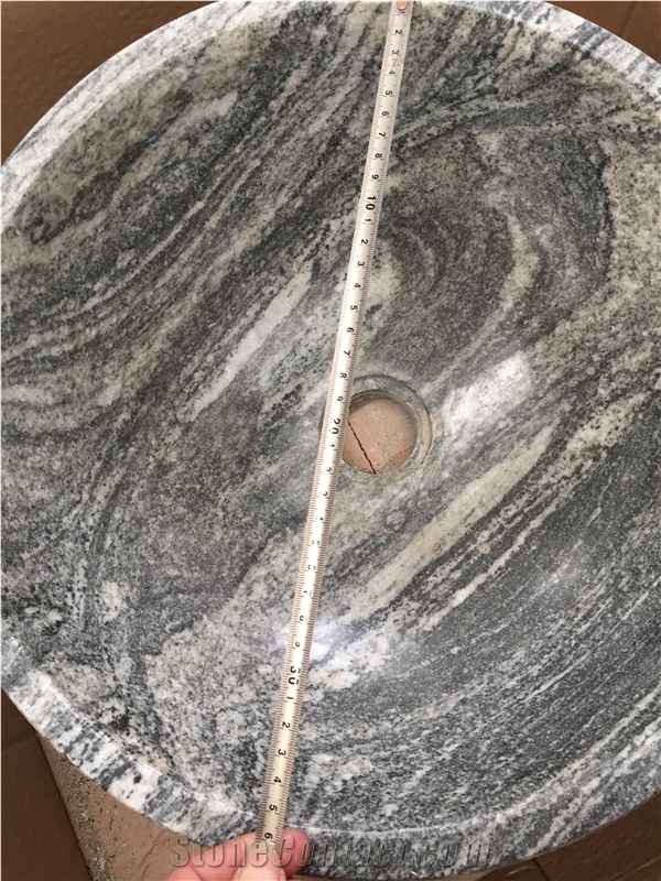 Grey Granite Bathromm Round Wash Basin Nero Santiago Sink