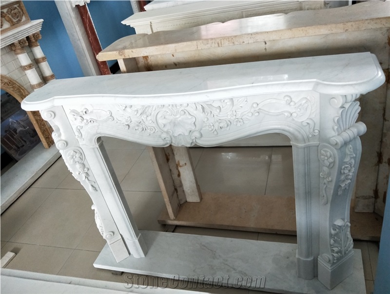 hunan white marble indoor modern fireplace mantel sculpture