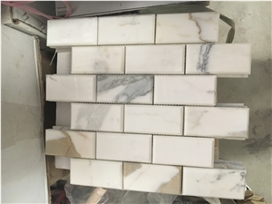 Marble Bath Mosaic Wall Tile Calacatta Gold Brick Backsplash