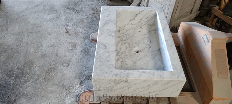 marble bathroom wash basin arabescato rectangle vessel sink