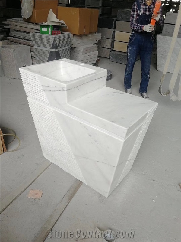 marble bathroom wash basin sink carrara pedestal oval basin 