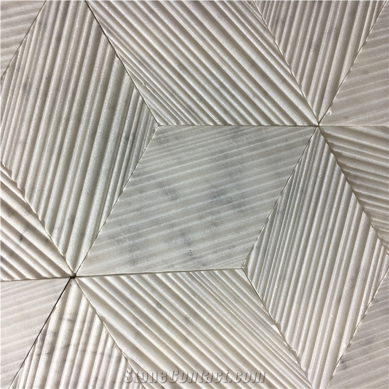 Marble Hexagon Fluted Mosaci Tile Carrara Waterjet Design 