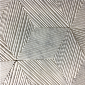 Marble Hexagon Fluted Mosaci Tile Carrara Waterjet Design 