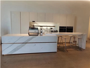 marble kitchen peninsula countertop calacatta island bar top