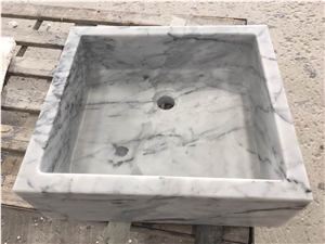 marble kitchen wash basin carrara white rectangle farm sink