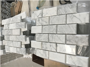 Marble Wall Tile Beveled Carrara Brick Backsplash Mosaic