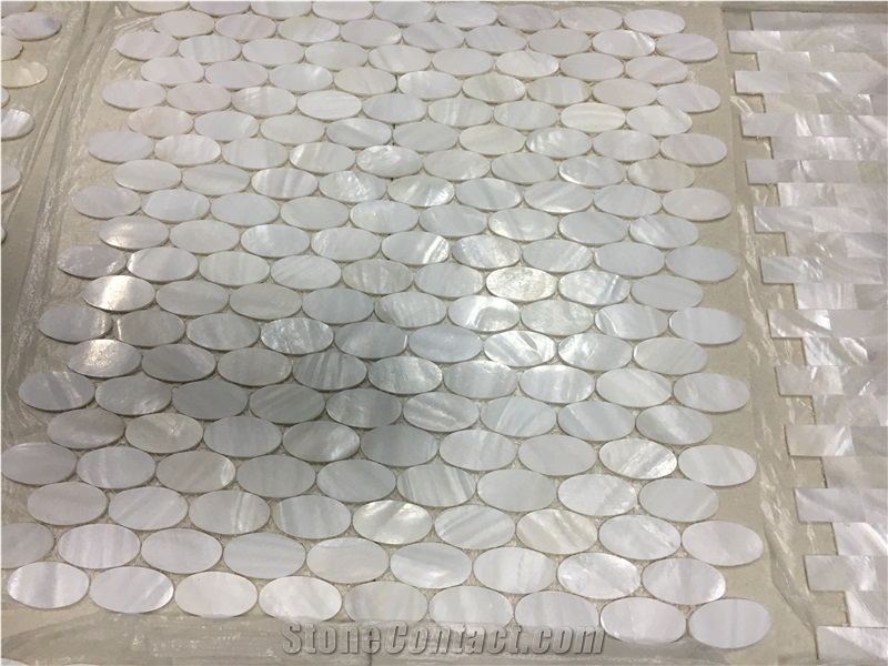 Mother Of Pearl Shell Backsplash Oval Mosaic Design Tile 