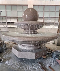 Pink Granite Park Rolling Sphere Ball Garden Water Foutain