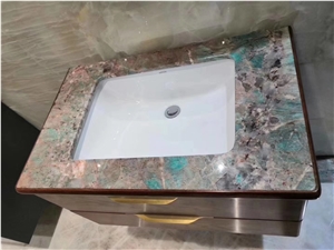 quartzite residential bath top amazonite green countertop