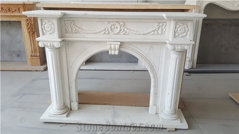 sculptured marble antique indoor carrara fireplace mantel