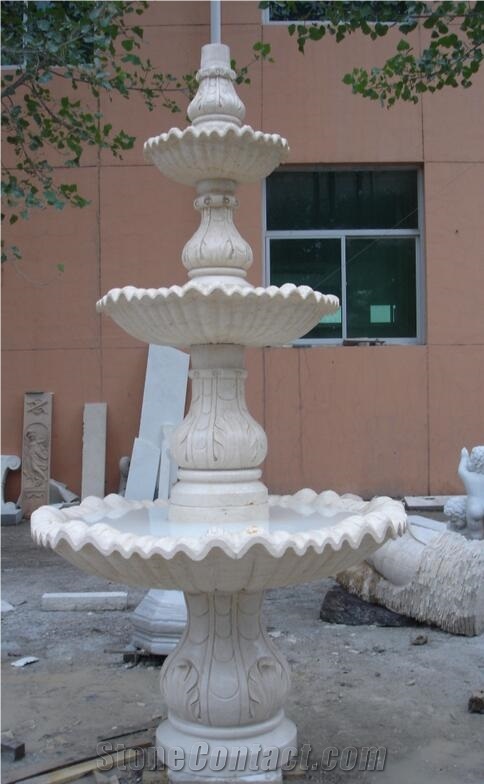 Sculptured White Marble Bard Bath Arabescato Indoor Fountain