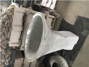 solid carrara bathroom wash basin marble pedestal oval sink