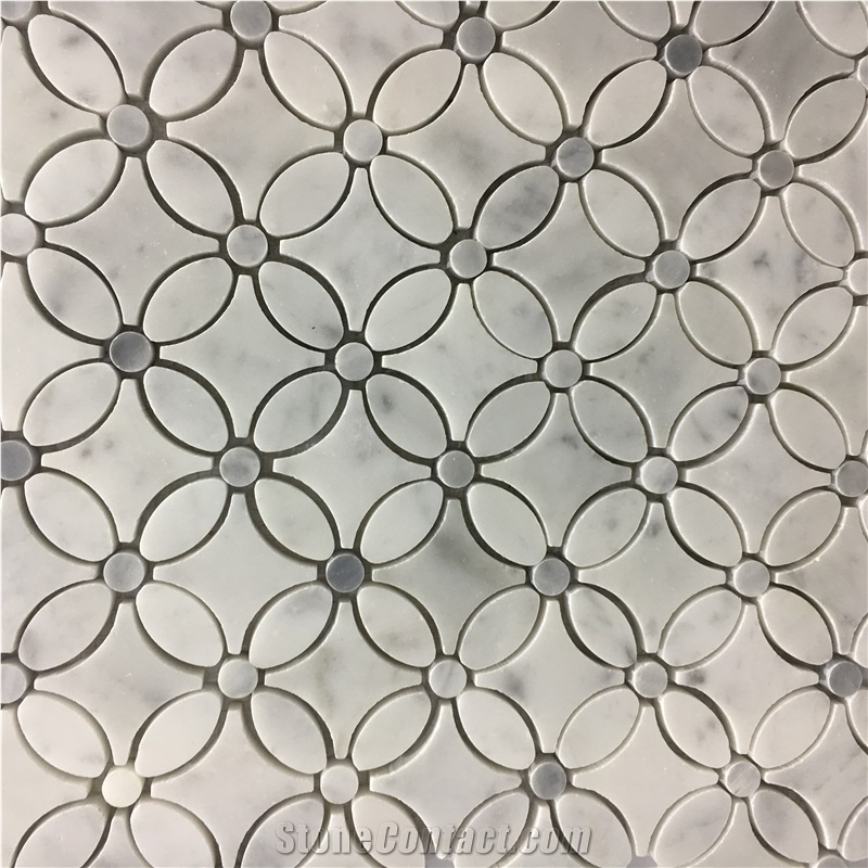Stone Mosaic Pattern Design Carrara Waterjet Backsplash Tile