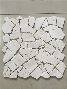 Travertine Backsplash Mosaic Design Tumbled Pebble Wall Tile