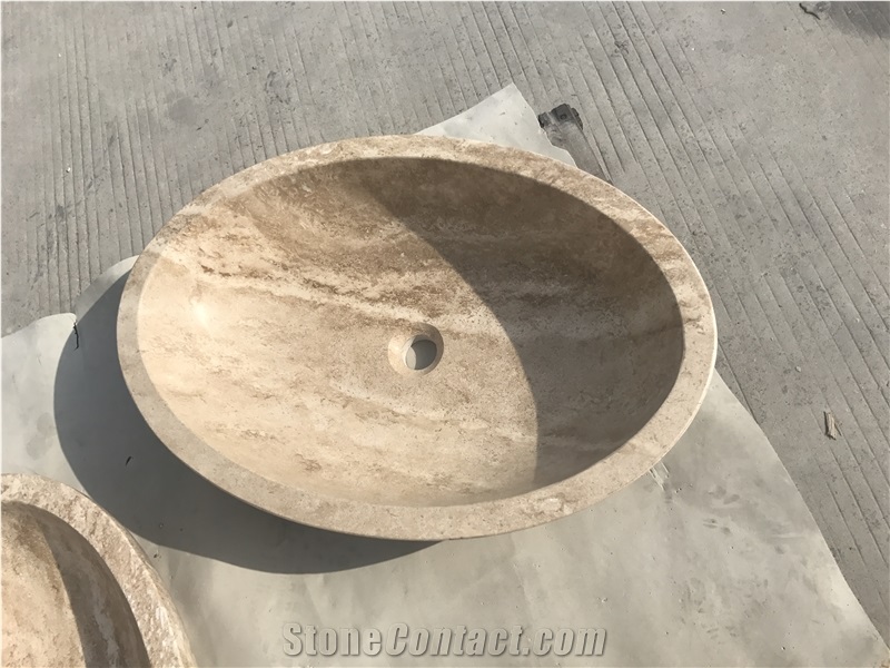 travertine bathroom wash basin stone oval vessel sink