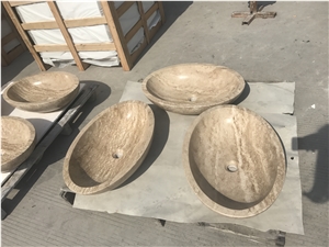 undermout travertine bathroom wash basin drop-in oval sinks