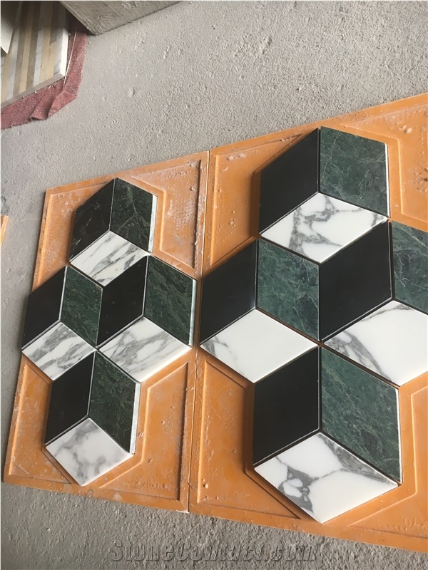 Verde Guatemala Bathroom Floor Mosaic 3D Pattern Design Tile