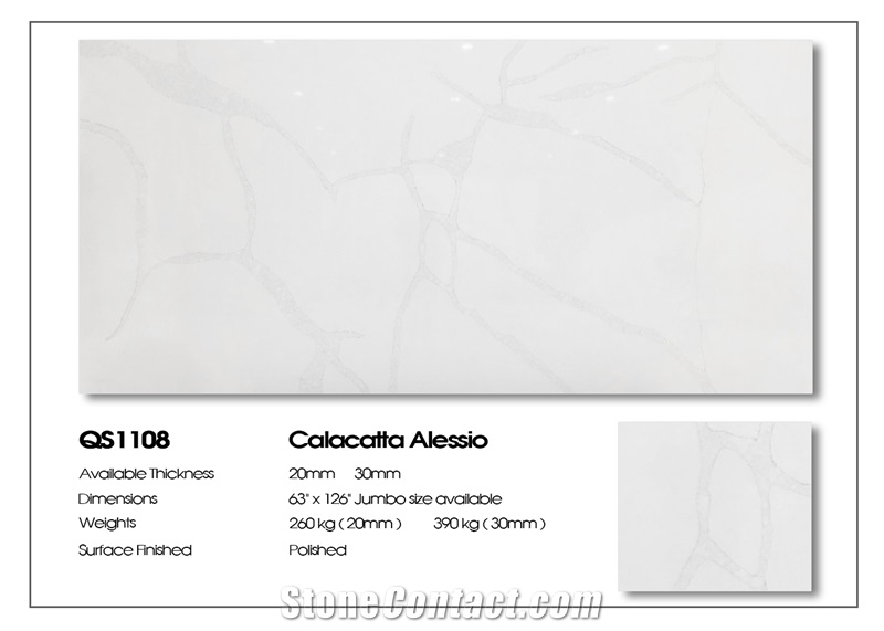 Calacatta Alessio Artificial Quartz for Countertop, Table