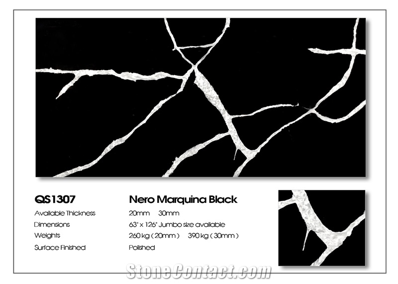 Nero Marquina Black Quartz Stone Slabs, Quartz Slabs