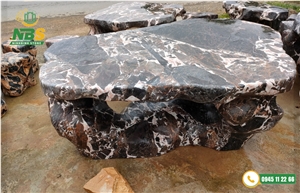 Natural stone garden tables and chairs