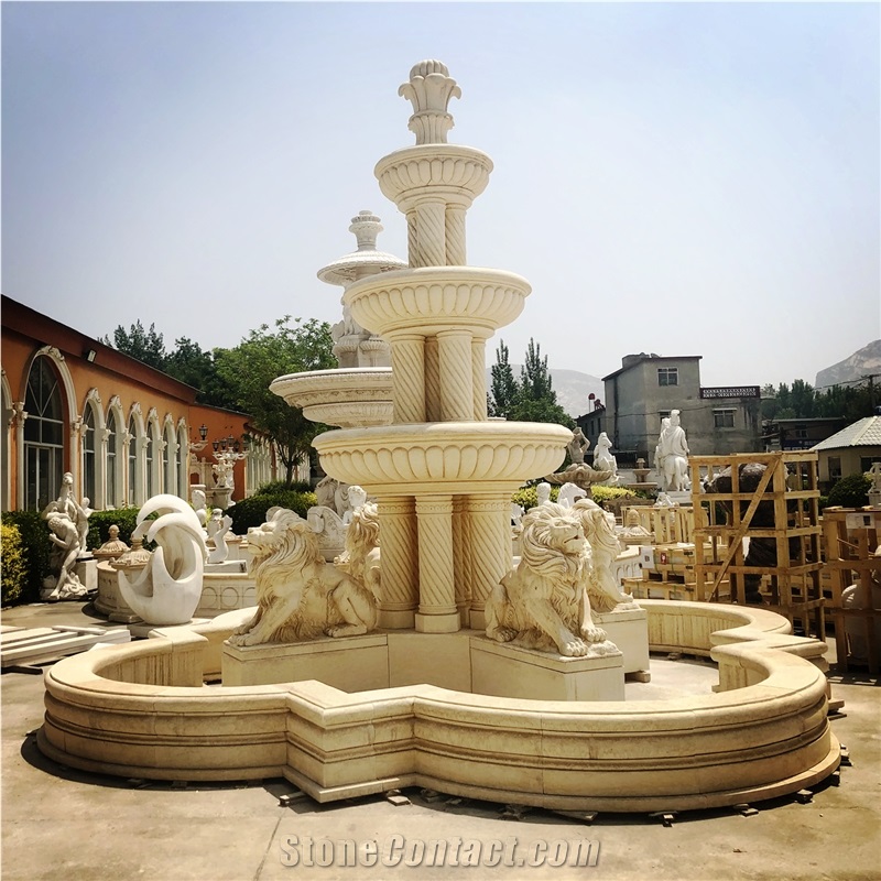 Beige marble large fountain