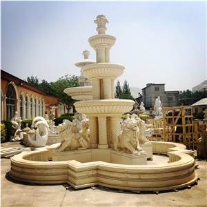 Beige marble large fountain