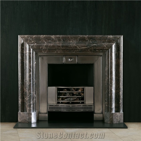 Brown marble fireplace mantel 