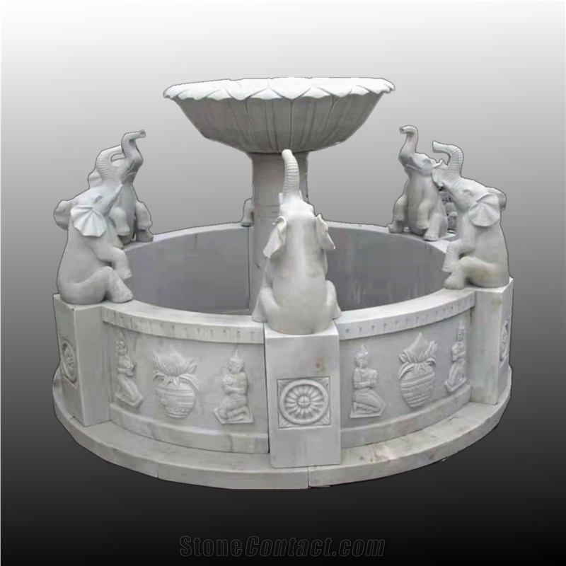 Large marble carving elephant fountain 006
