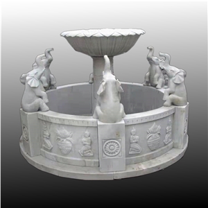 Large marble carving elephant fountain 006