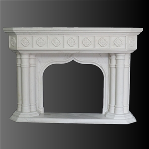 Royal white marble carving fireplace 003