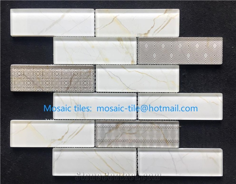 glass and marble mosaic tile