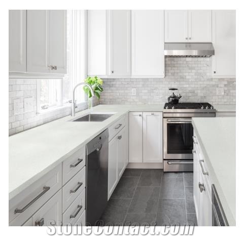 VQ1003 - Pure White Quartz Stone Kitchen Tops
