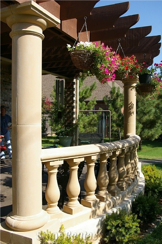Cast Stone Round Balustrade at Back Porch