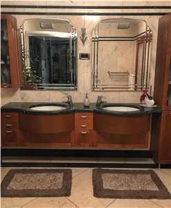 Verde Guatemala Marble Vanity Top,Rosa Portogallo Floor,Wall