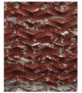 Rojo Breccia Red Marble CNC Wall Panels, 3D Wall