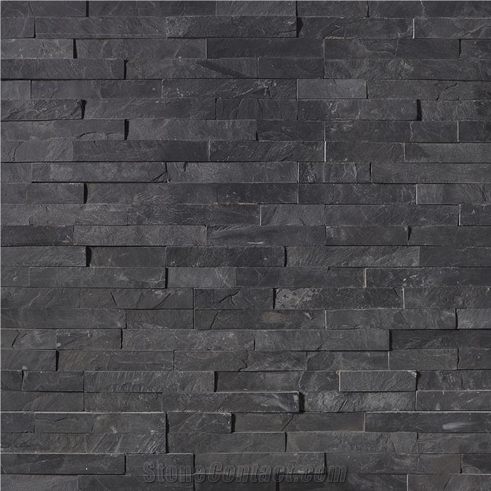Midnight Black Slate Ledge Stone Walling
