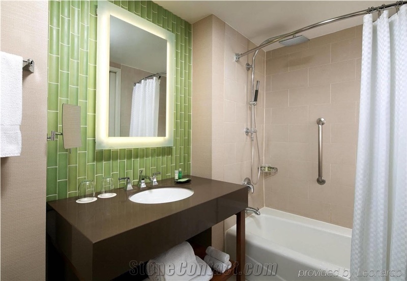 Quartz Hotel Bath top, ceramic backsplash