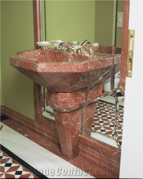 Ritsona Red Marble Pedestal Wash Basin