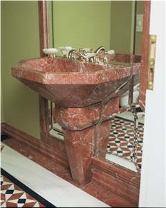 Ritsona Red Marble Pedestal Wash Basin