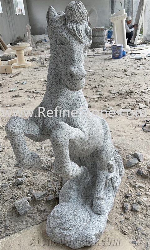 Cheap Light grey granite horse stone sculpture