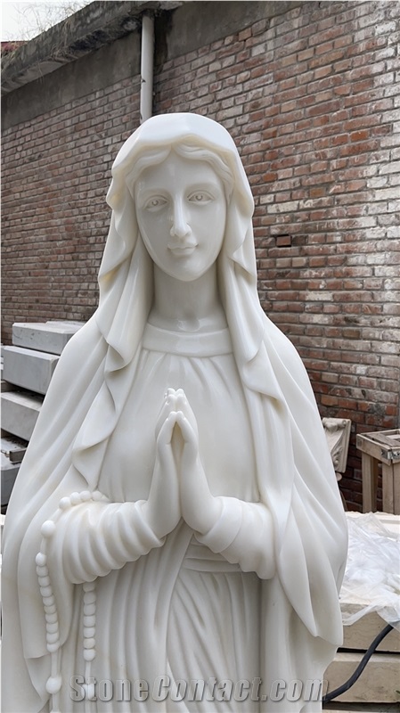 Chinese white marble Life size virgin maria marble statue
