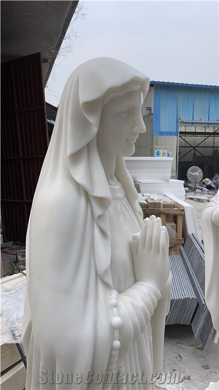 Chinese white marble Life size virgin maria marble statue